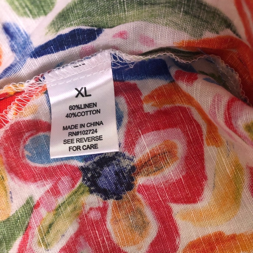 Hester & Orchard 3/4 Sleeve Multicolor Pop-Art Floral Peasant Summer Top Size XL - Picture 7 of 8